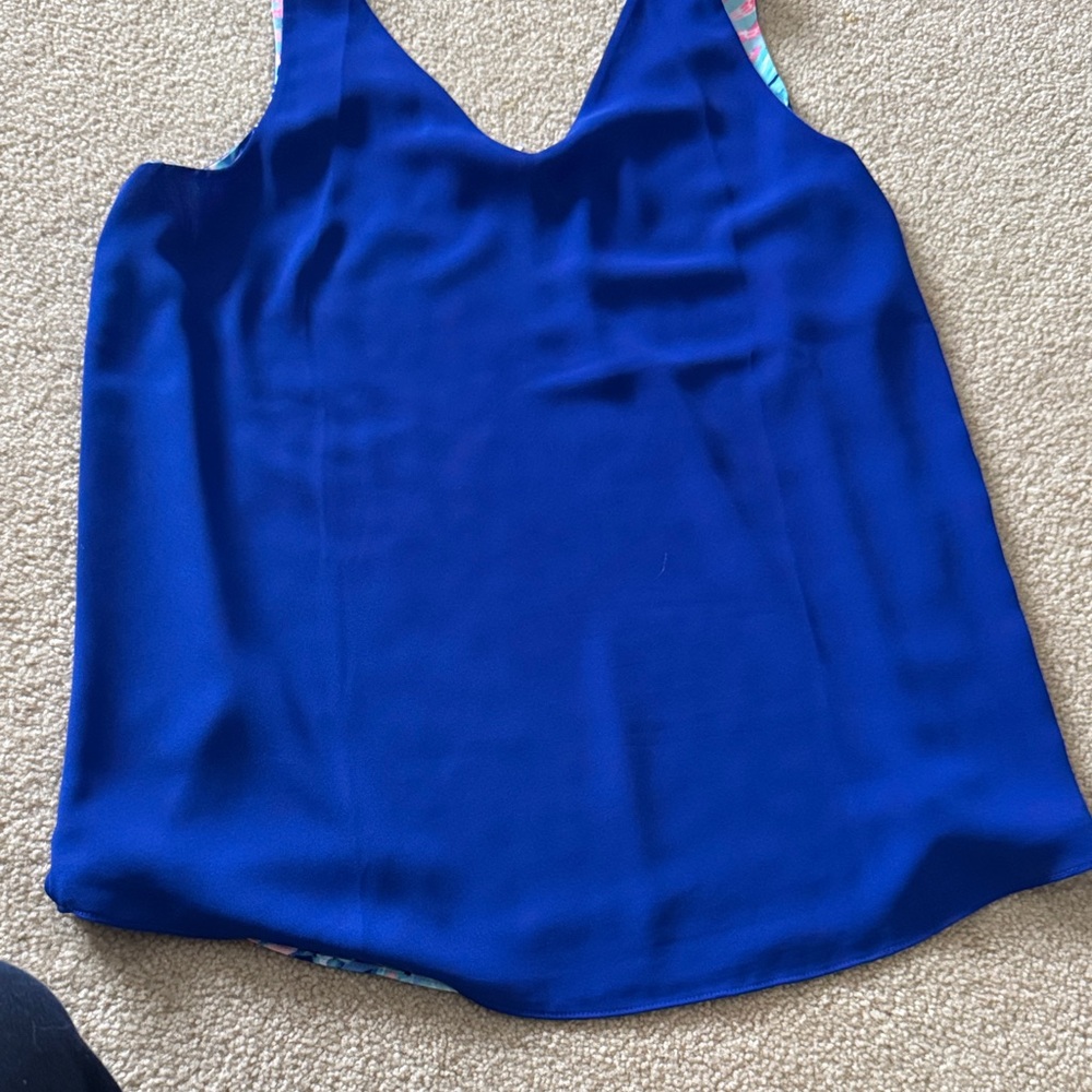Lilly Pulitzer reversible Vibrant Blue and Pink Blouse - Picture 4 of 5